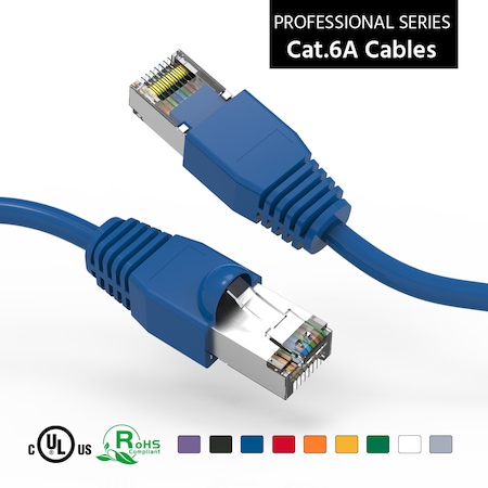 CAT6A Shielded (SSTP) Ethernet Network Booted Cable- 20ft- Blue